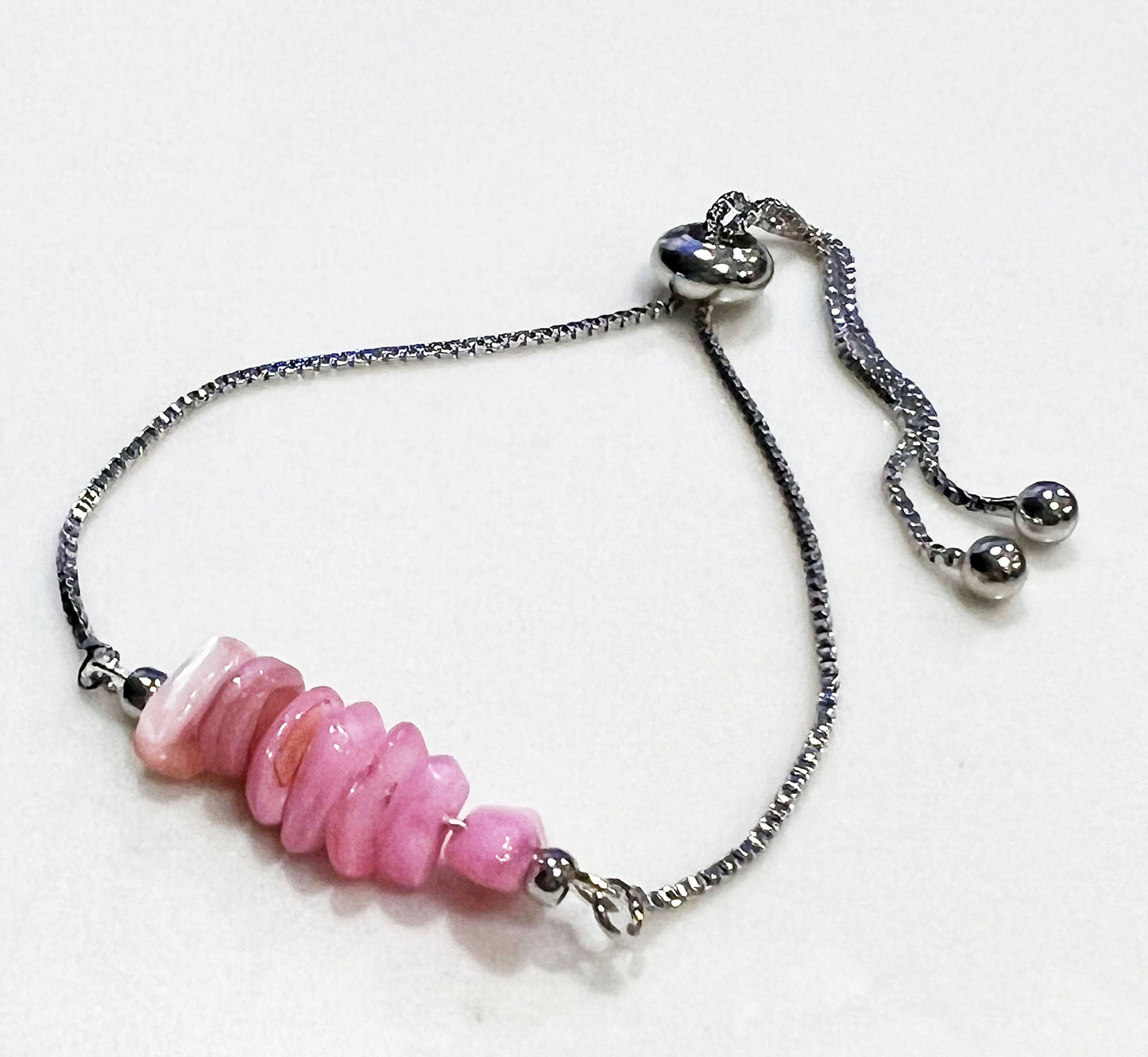 Pink Opal Gemstone Bracelet - Pink Opal Gemstone Adjustable Bracelet