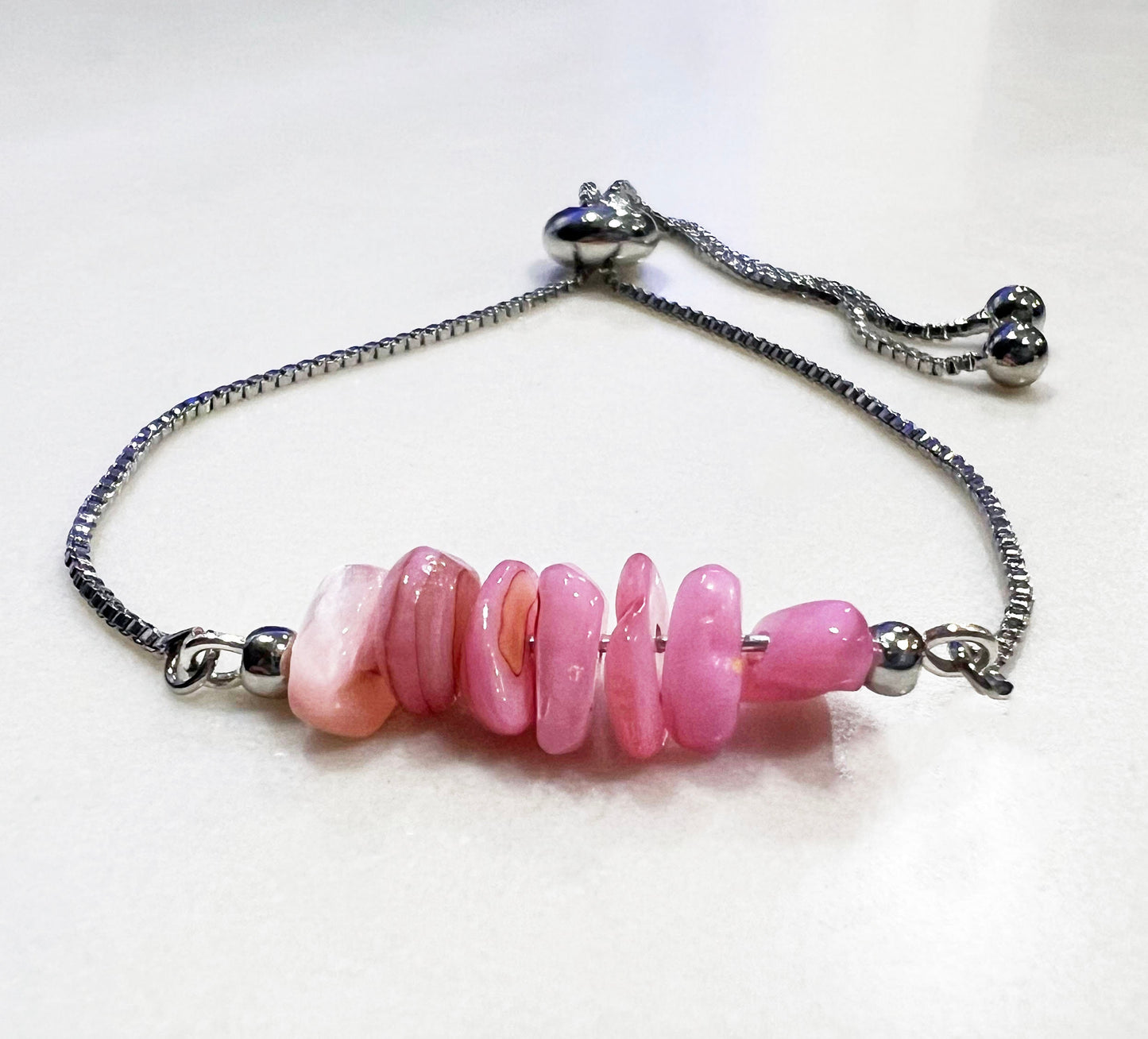 Pink Opal Gemstone Bracelet - Pink Opal Gemstone Adjustable Bracelet