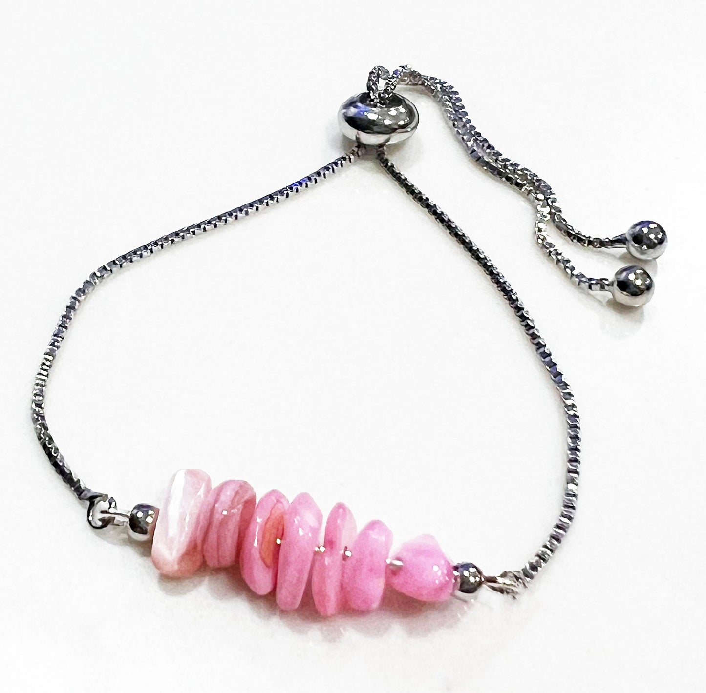 Pink Opal Gemstone Bracelet - Pink Opal Gemstone Adjustable Bracelet