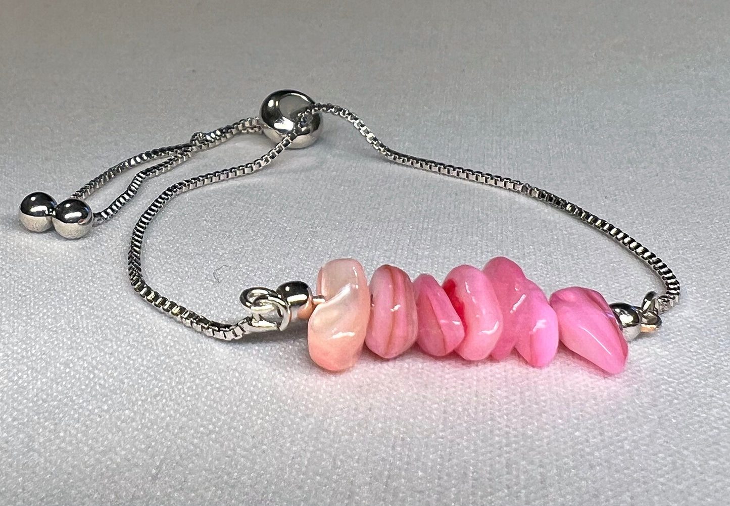 Pink Opal Gemstone Bracelet - Pink Opal Gemstone Adjustable Bracelet