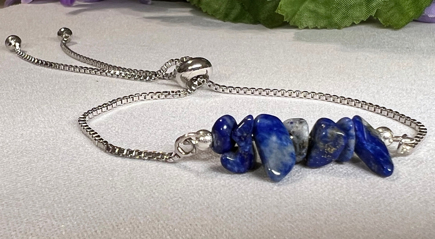Lapis Lazuli Gemstone Bracelet - Lapis Lazuli Gemstone Adjustable Bracelet