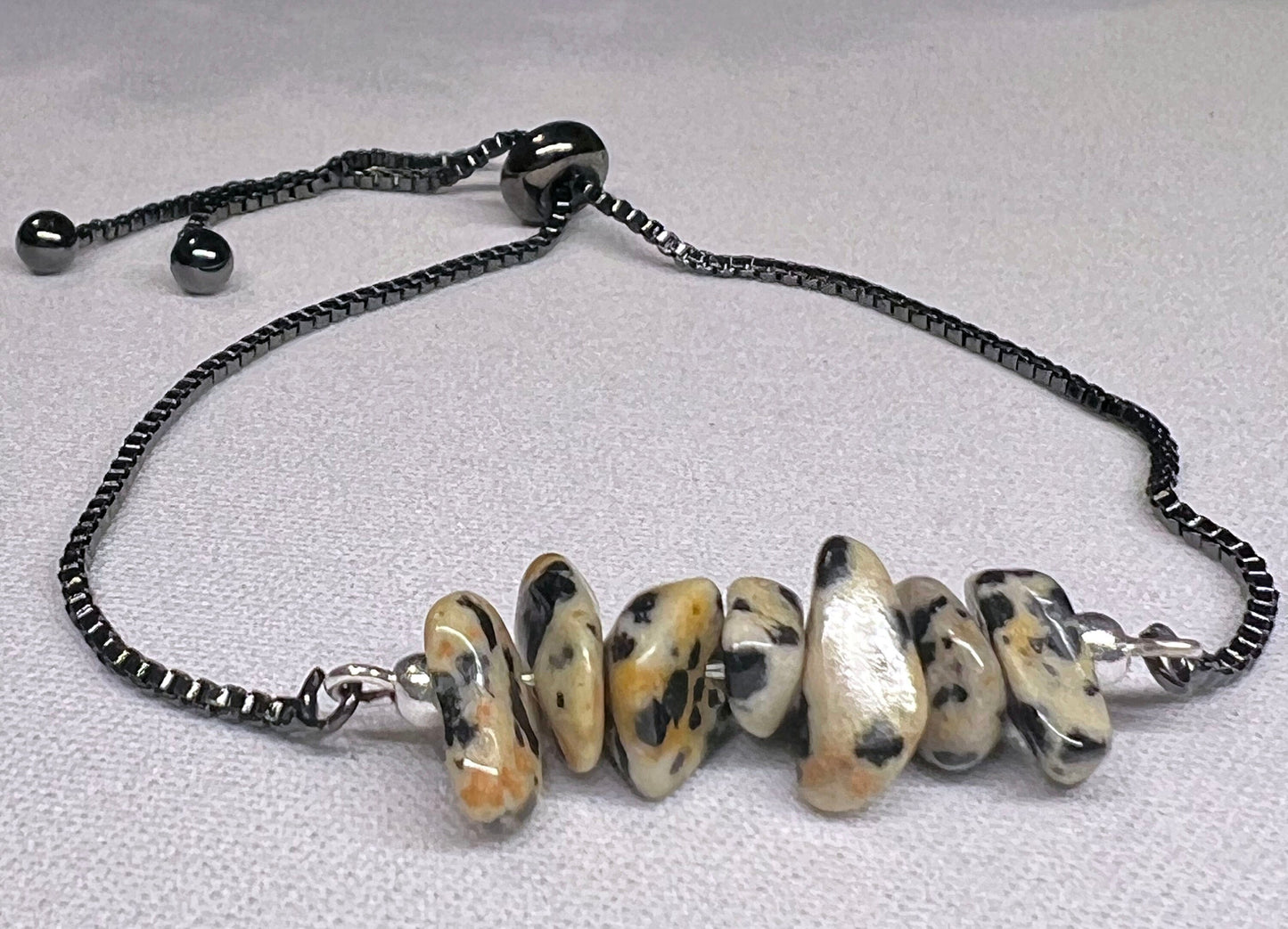 Dalmatian Jasper Bracelet - Dalmatian Jasper Adjustable Bracelet