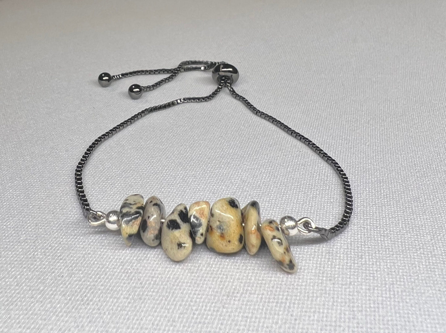 Dalmatian Jasper Bracelet - Dalmatian Jasper Adjustable Bracelet