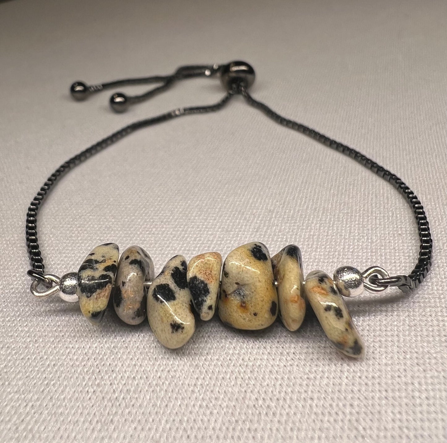 Dalmatian Jasper Bracelet - Dalmatian Jasper Adjustable Bracelet