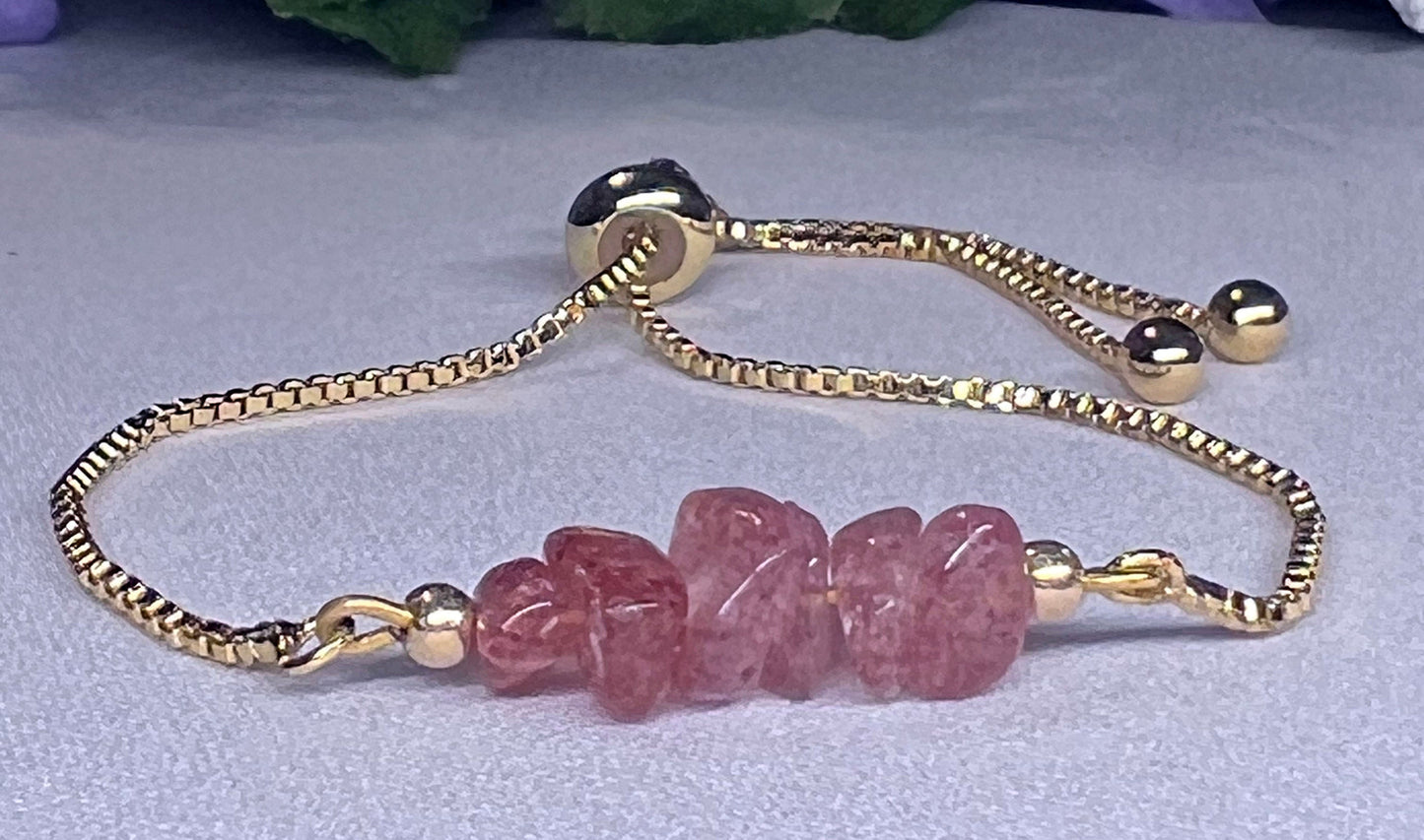 Strawberry Quartz Bracelet - Strawberry Quartz Bracelet Adjustable Bracelet