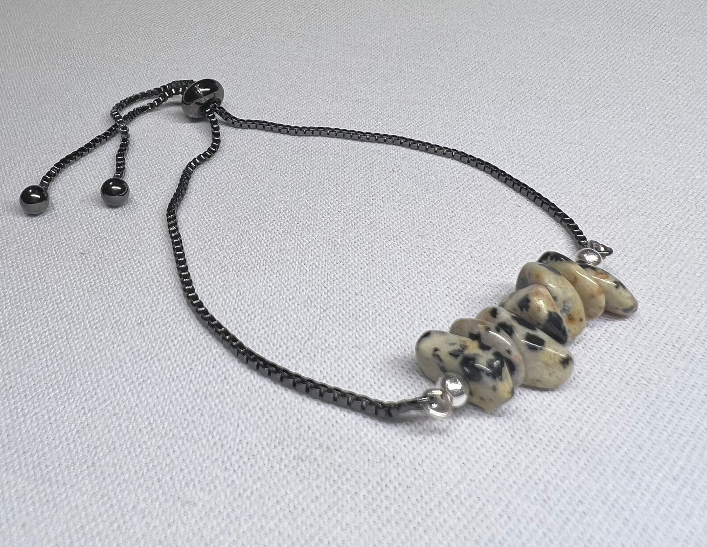 Dalmatian Jasper Bracelet - Dalmatian Jasper Adjustable Bracelet