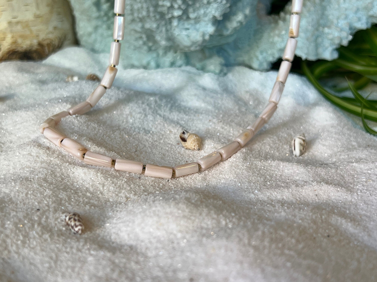 Beaded Seashell Chocker with Golden spacer.