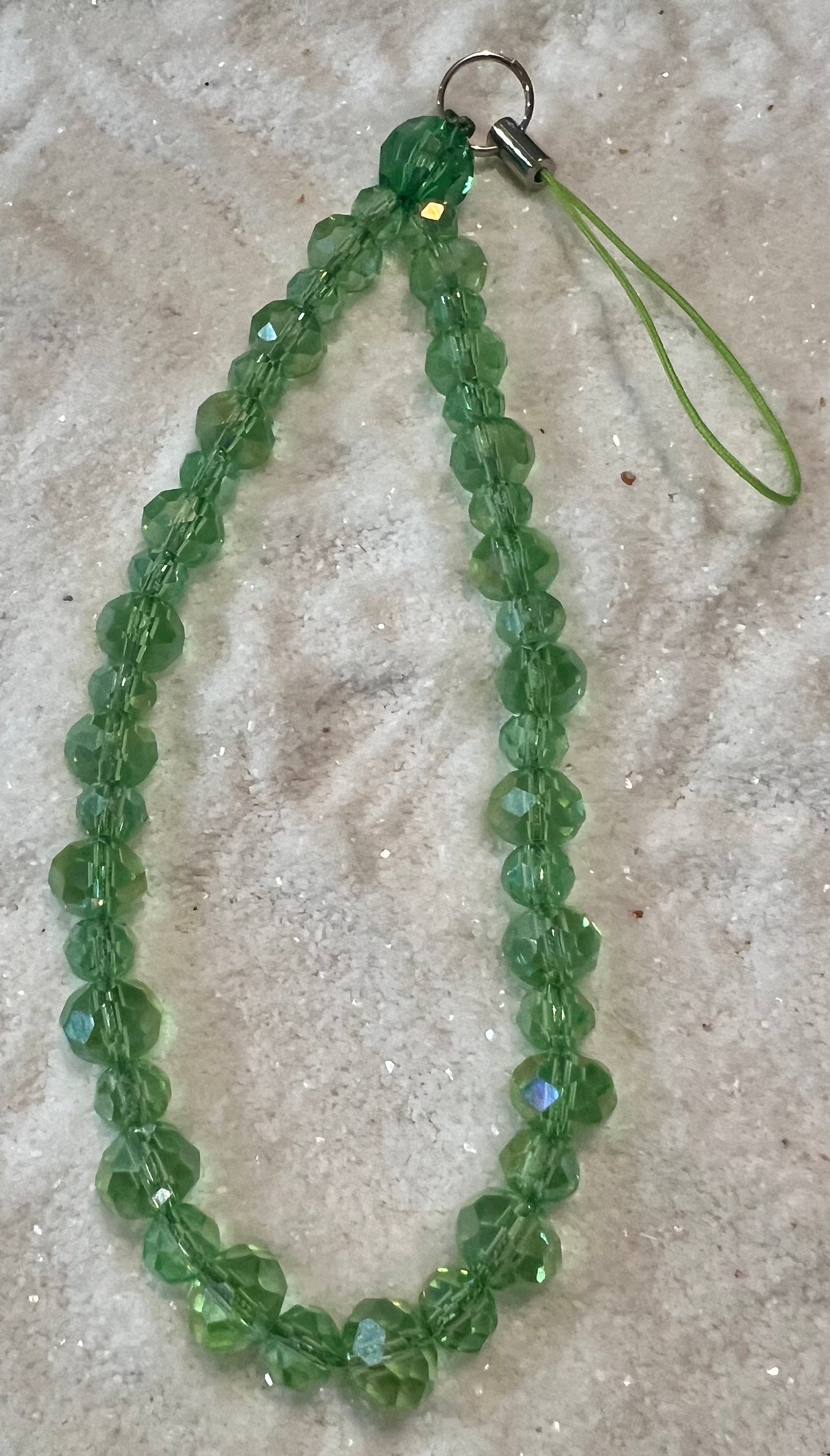 Green Crystal Beads Phone Charm.