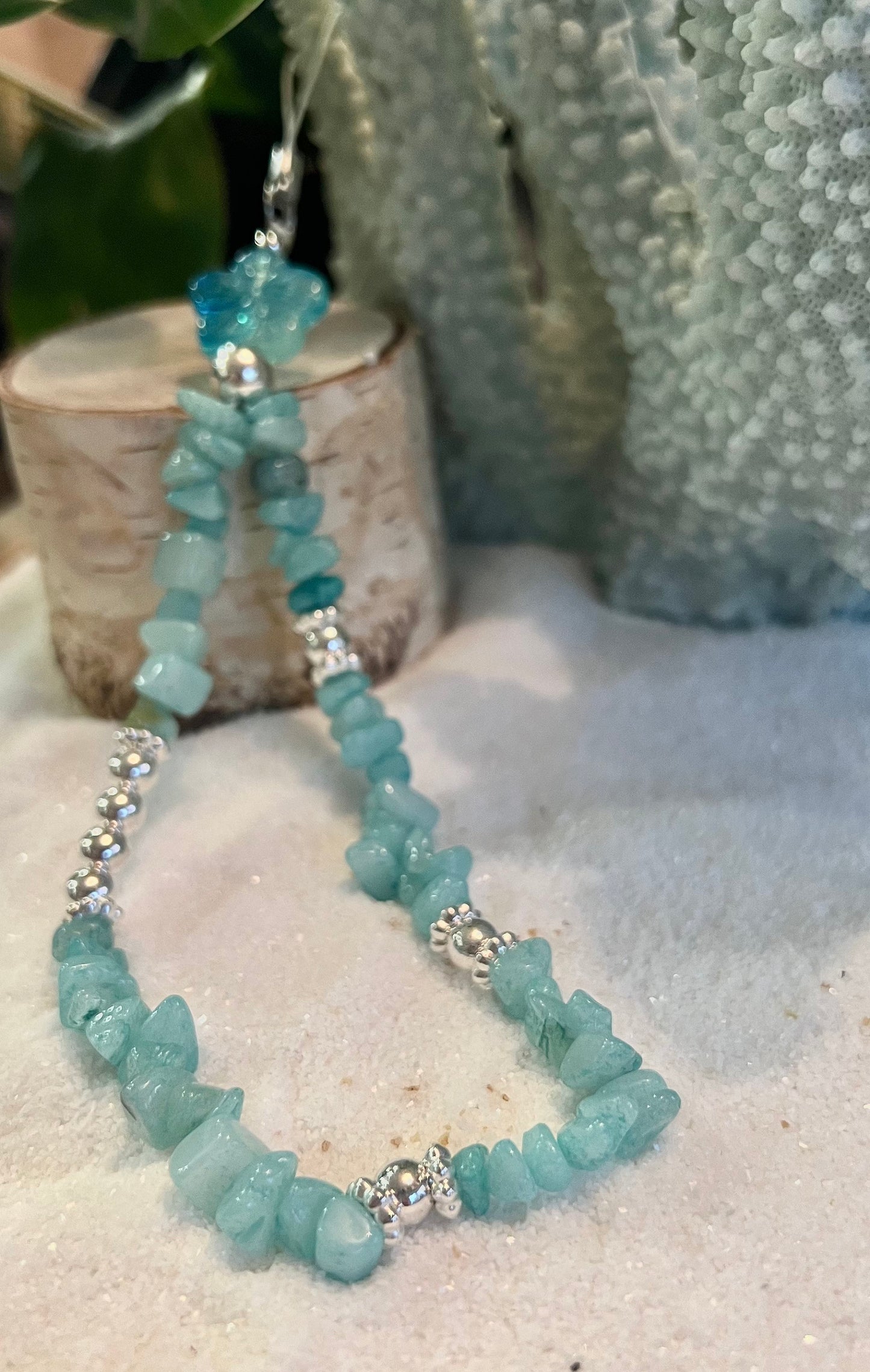 Fire and Ice Quartz Chips Phone Charm. Blue phone charm. Gift for her. Gemstone phone charm