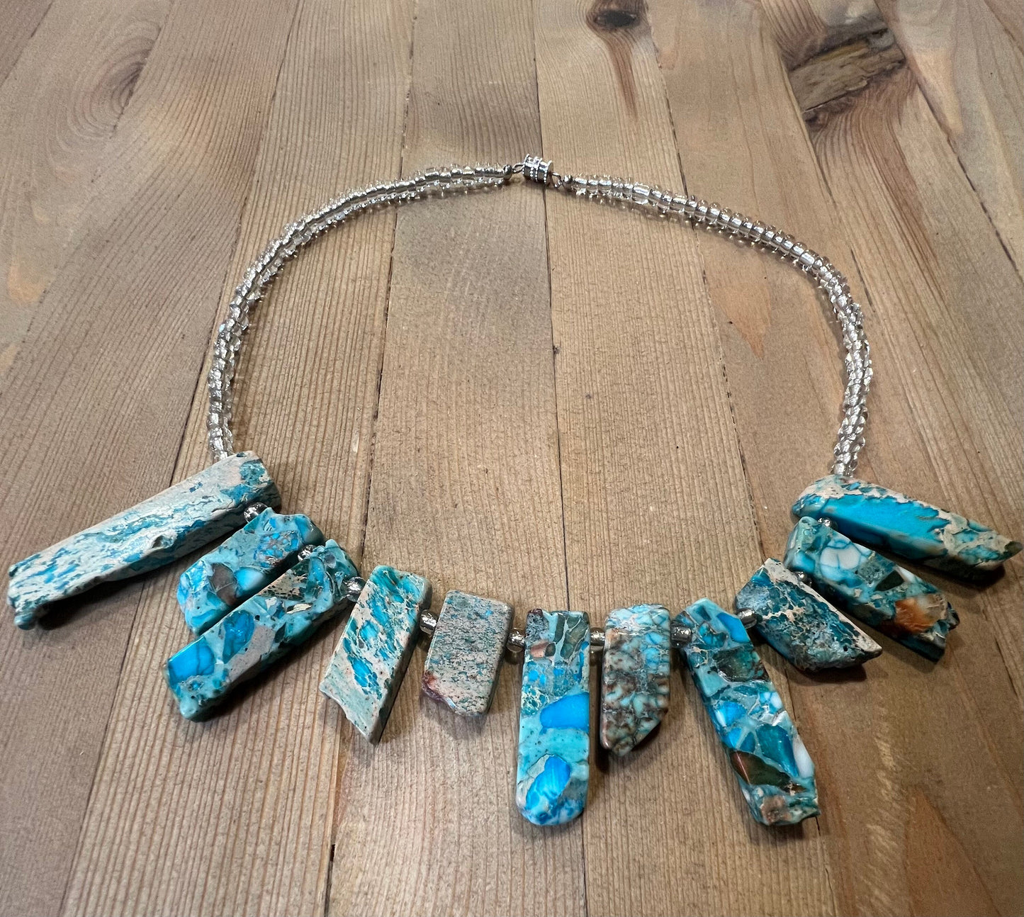 Impression Jasper with Glass e-beads Chocker Necklace.