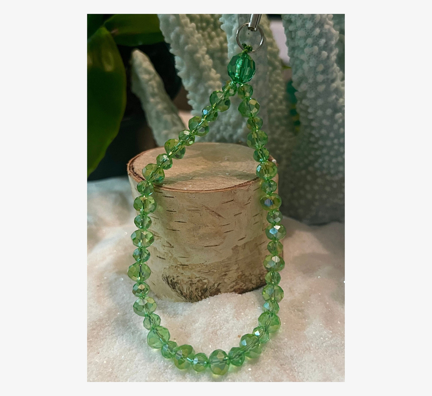 Green Crystal Beads Phone Charm.