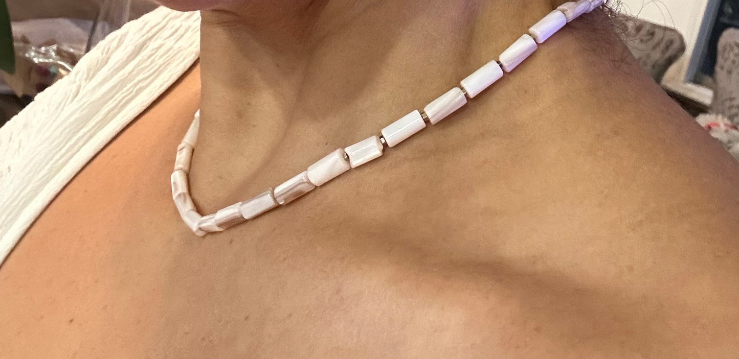 Beaded Seashell Chocker with Golden spacer.