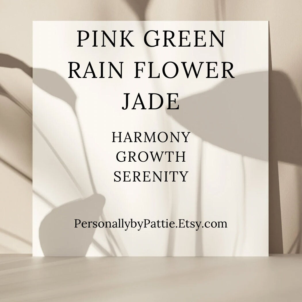 Pink and Green Rain Flower Jade 8mm Gemstone Stretchy Bracelet with a Lotus Silver Bead. Harmony, Growth, Serenity.