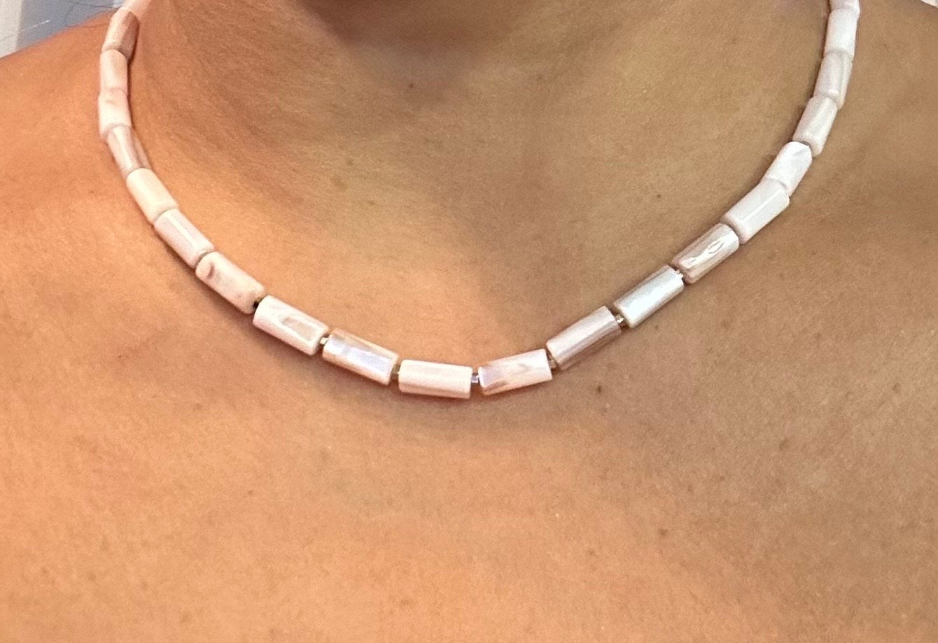 Beaded Seashell Chocker with Golden spacer.