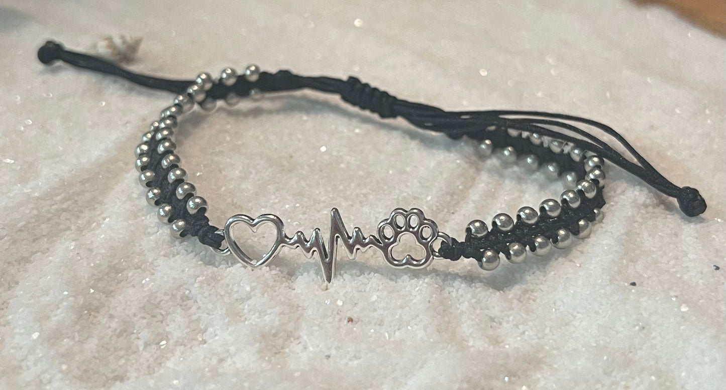 Love my Pet Beaded Macrame Adjustable Bracelet - Anklet.