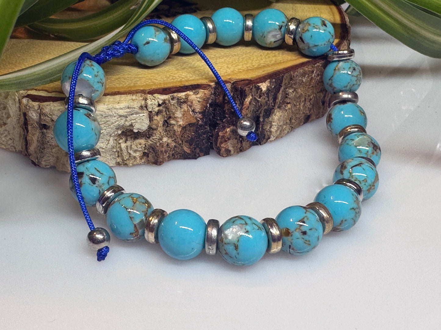 Malachite and Lava Shamballa Beaded Adjustable Bracelet.