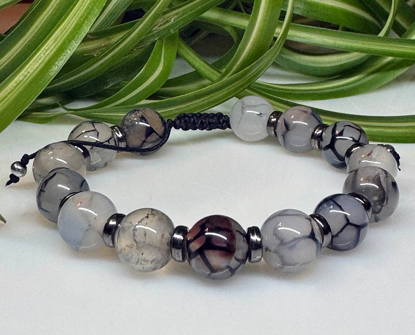 Montana Moss Agate Shamballa Beaded Adjustable Bracelet.