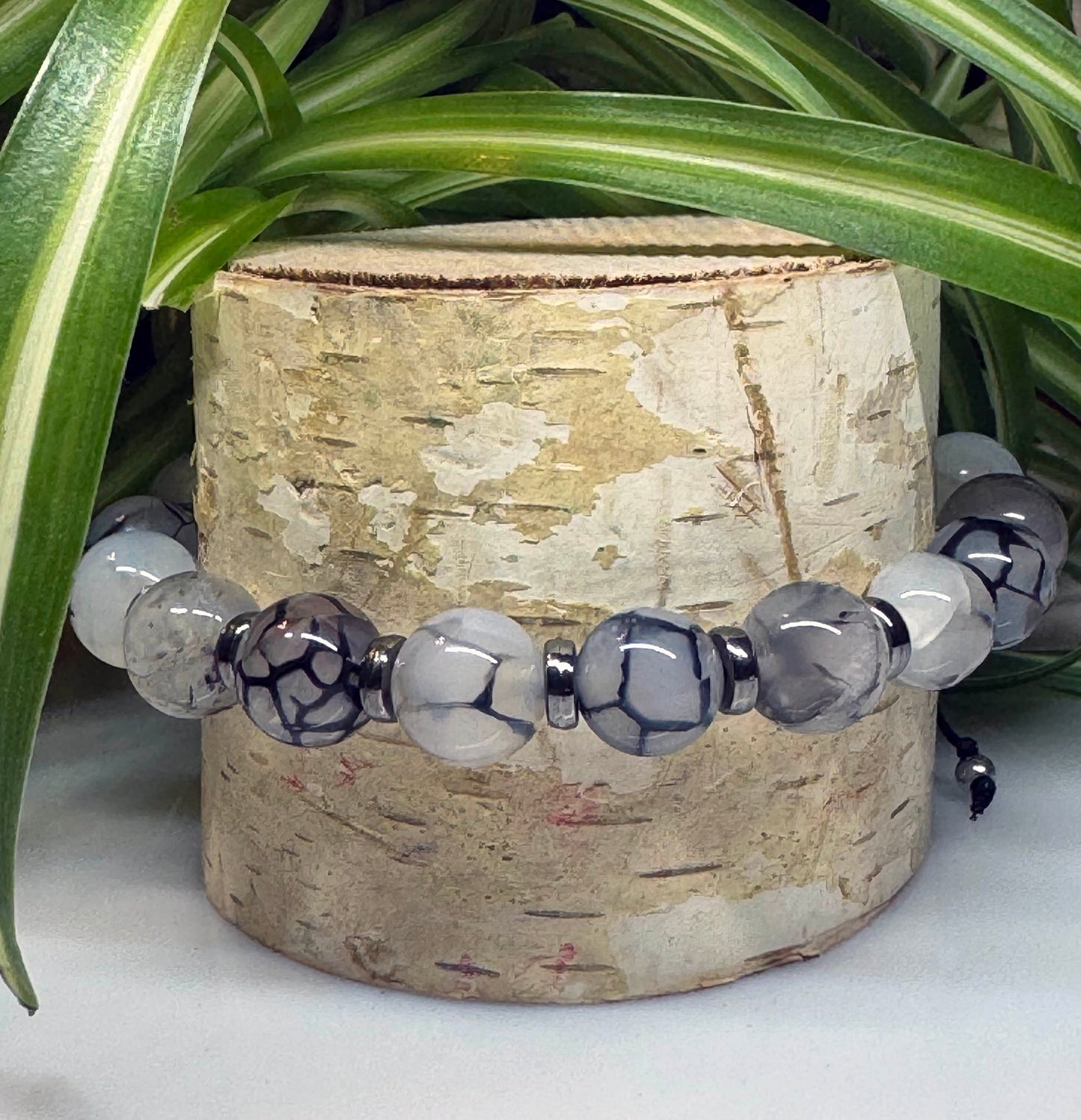 Montana Moss Agate Shamballa Beaded Adjustable Bracelet.