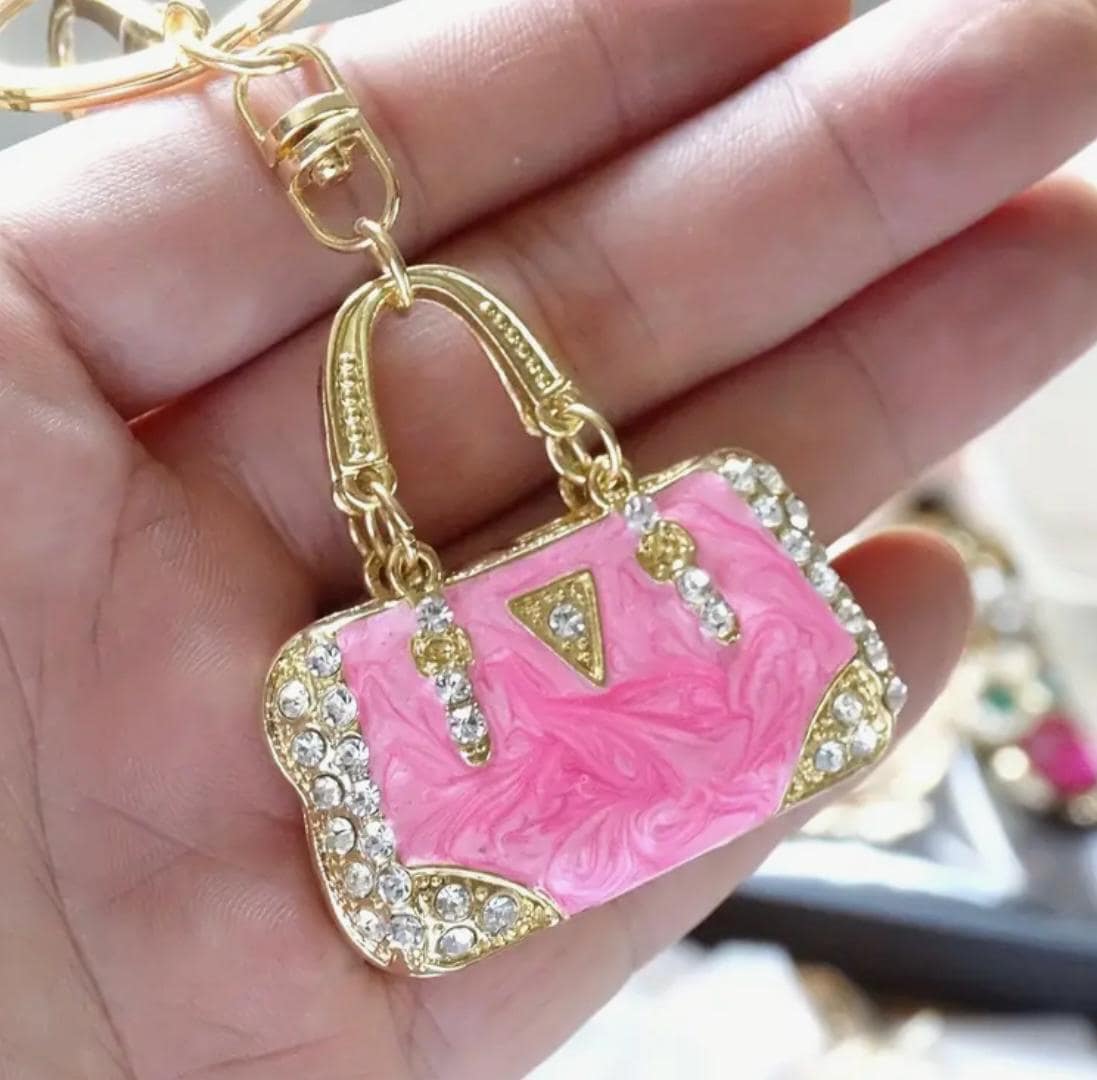 Mini Sparkling Rhinestone Enamel Keychain Purse | Purse Charm | Backpack Pendant Charm