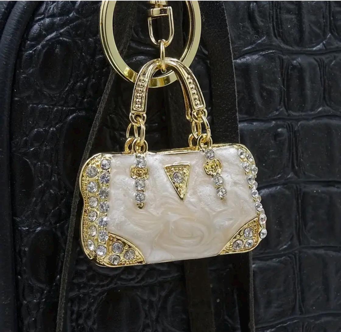 Mini Sparkling Rhinestone Enamel Keychain Purse | Purse Charm | Backpack Pendant Charm