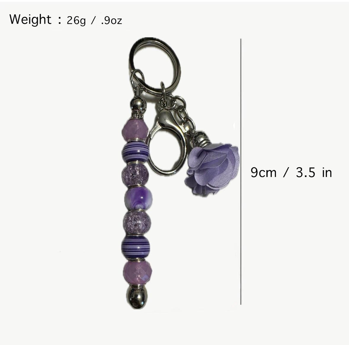 Lampwork Keychain Purse Charm - Stylish Metal Key Chain Accessory with Leather Tassel or Silk Flower - Women Accessories - Backpack Charm