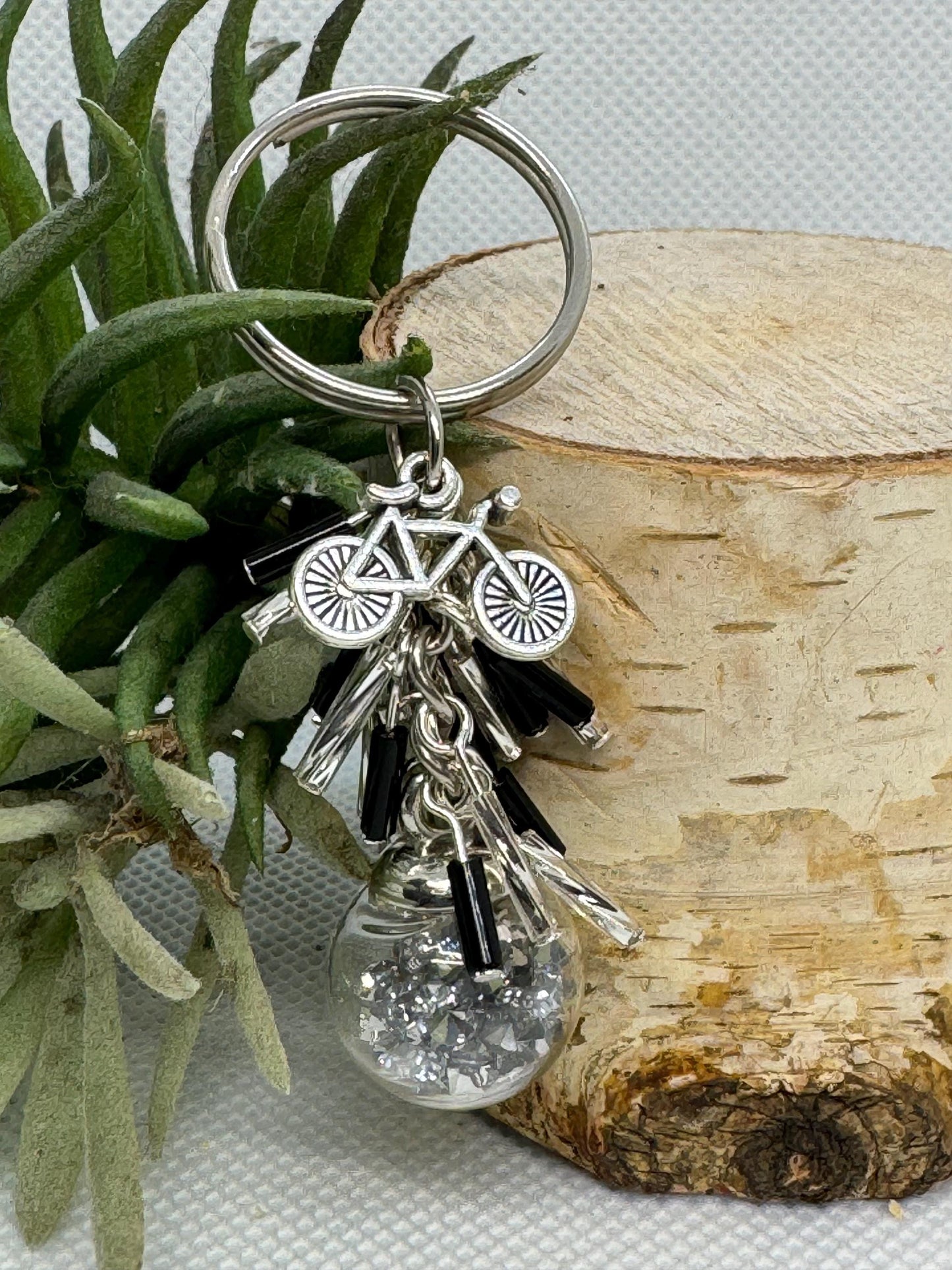 Snow globe Keychain Purse Charm - Stylish Key Chain Accessory with Silver Charm - Women Accessories - Purse Charm - Small Charm