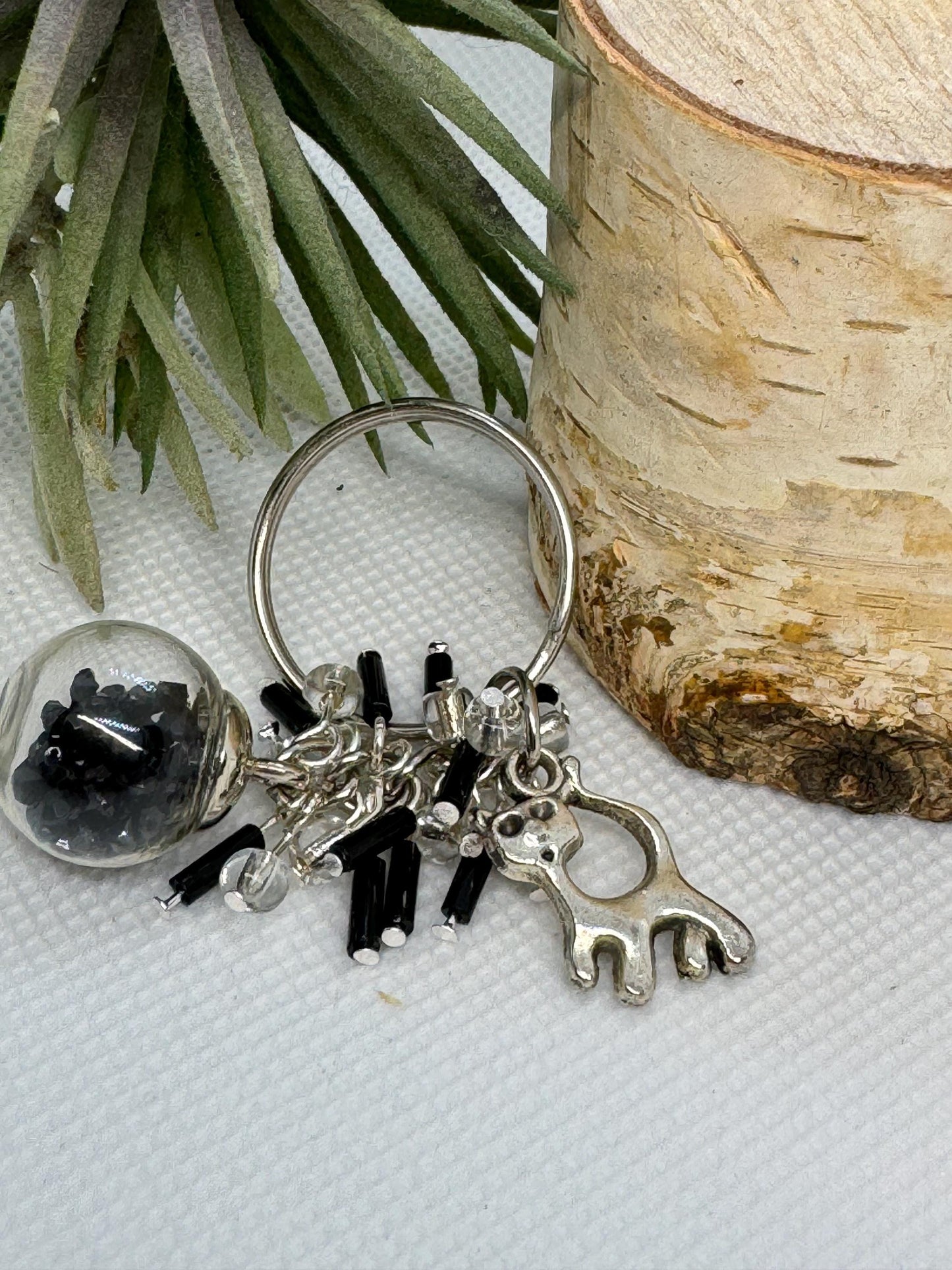 Snow globe Keychain Purse Charm - Stylish Key Chain Accessory with Silver Charm - Women Accessories - Purse Charm - Small Charm