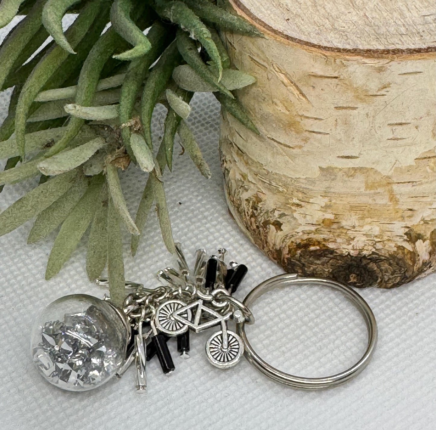 Snow globe Keychain Purse Charm - Stylish Key Chain Accessory with Silver Charm - Women Accessories - Purse Charm - Small Charm