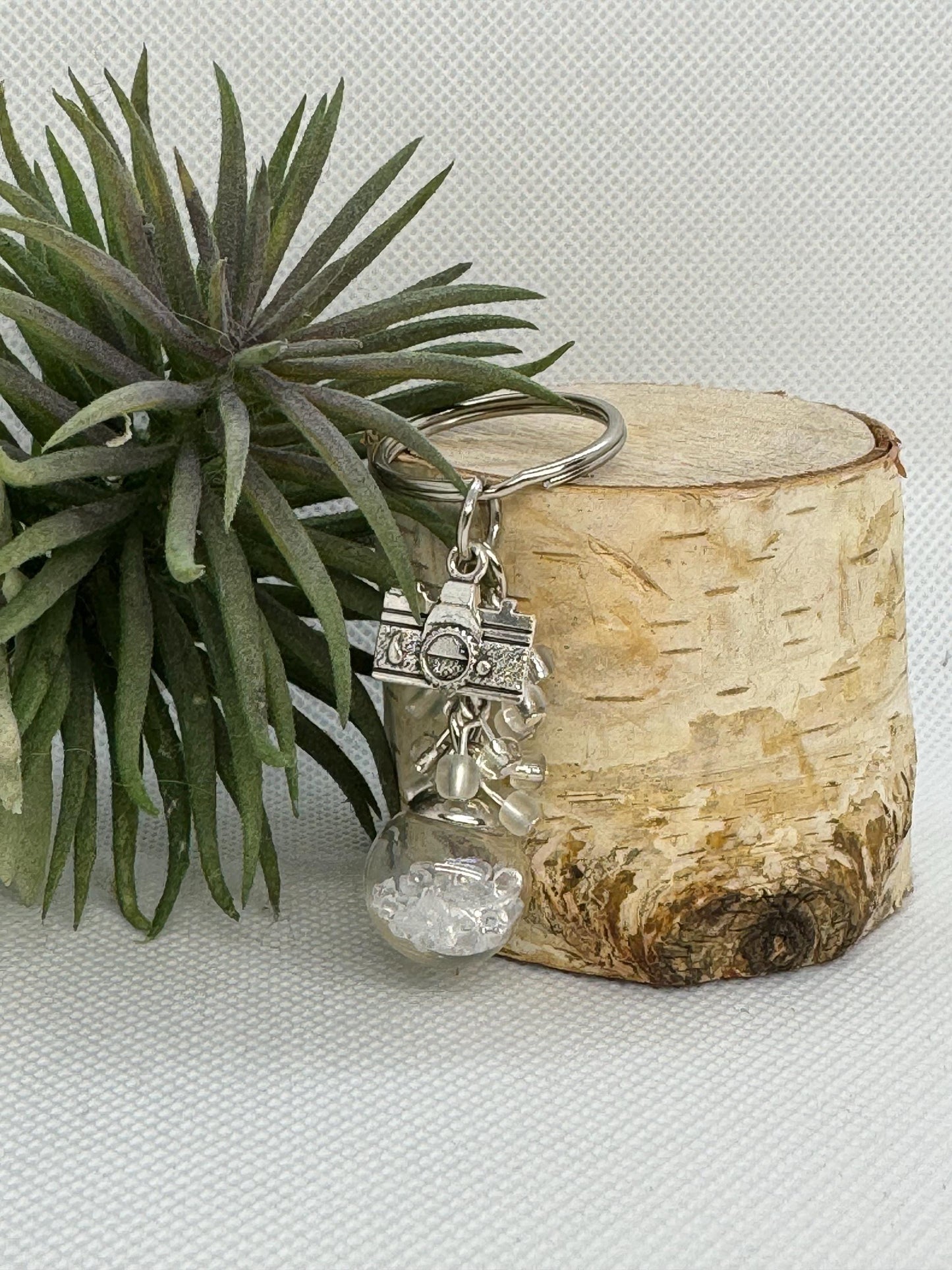 Snow globe Keychain Purse Charm - Stylish Key Chain Accessory with Silver Charm - Women Accessories - Purse Charm - Small Charm