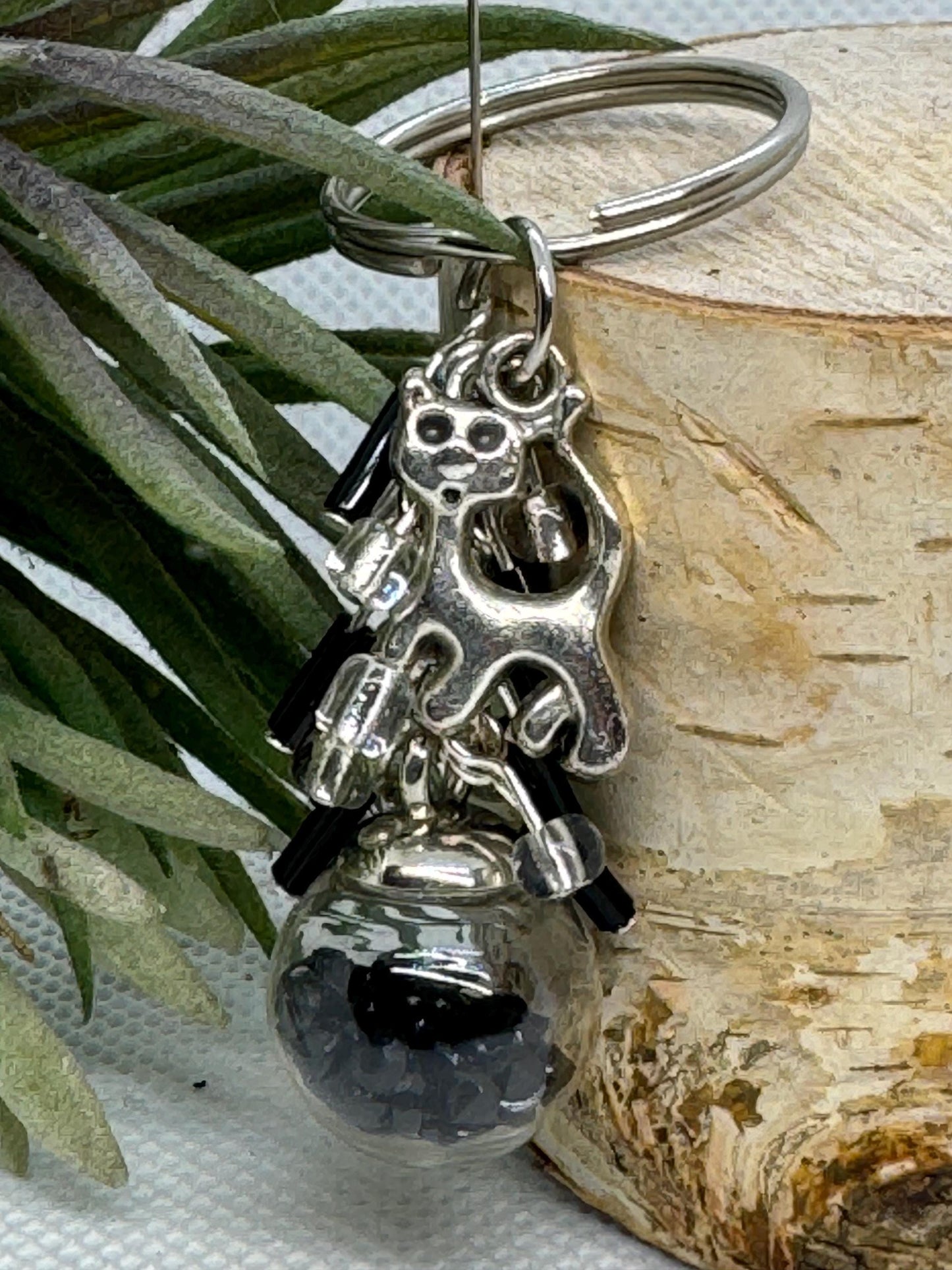Snow globe Keychain Purse Charm - Stylish Key Chain Accessory with Silver Charm - Women Accessories - Purse Charm - Small Charm