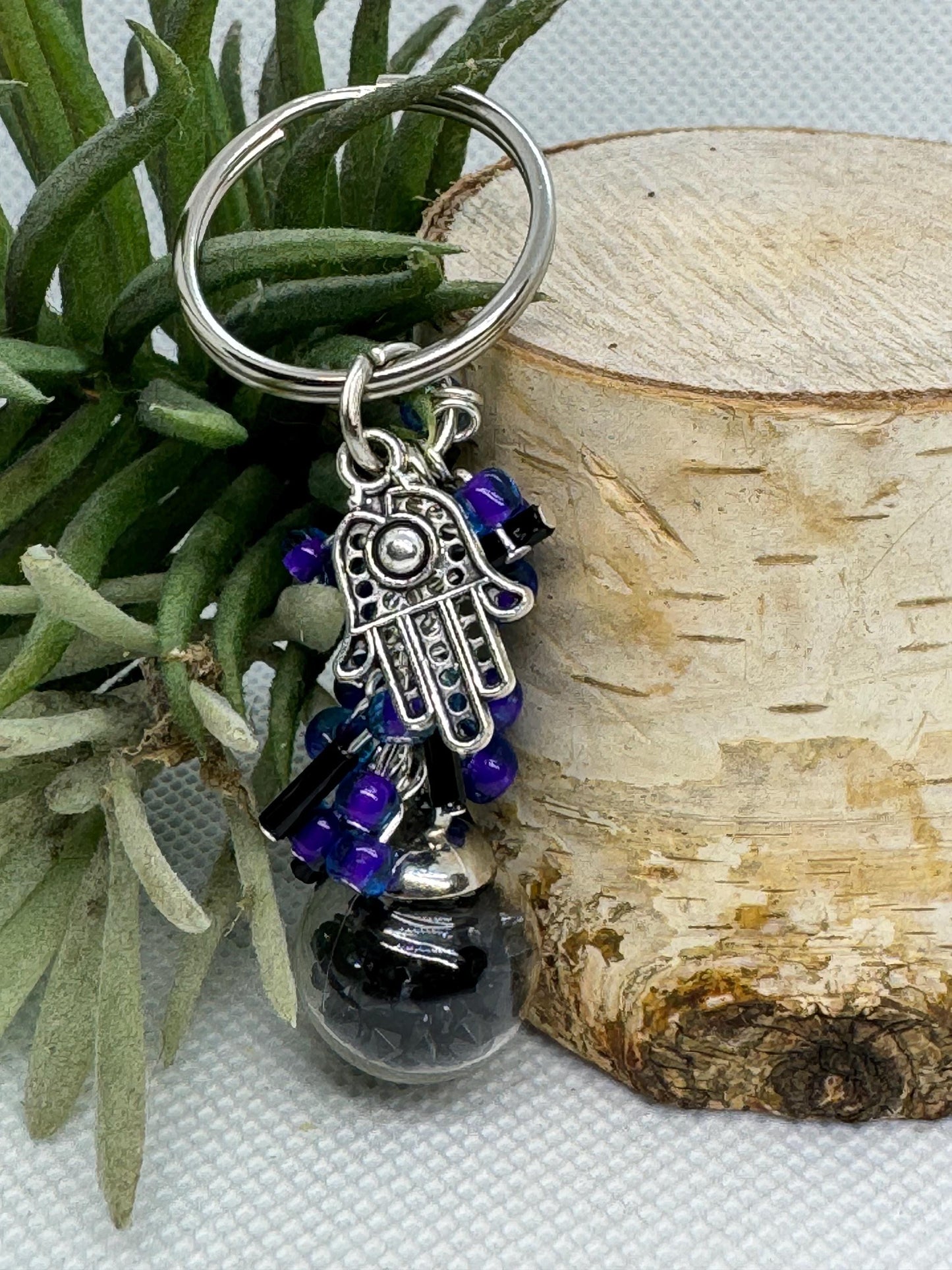 Snow globe Keychain Purse Charm - Stylish Key Chain Accessory with Silver Charm - Women Accessories - Purse Charm - Small Charm