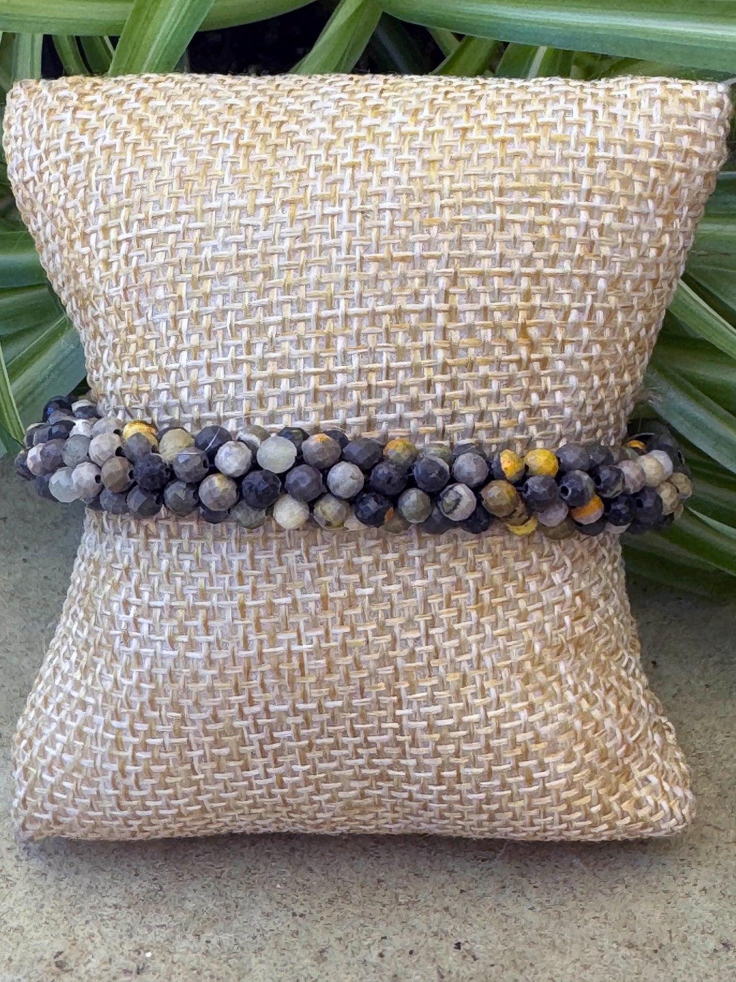 Kumihimo Bumblebee Quartz Gemstone Bracelet - Bumblebee Quartz Gemstone bracelet with hanging charm.