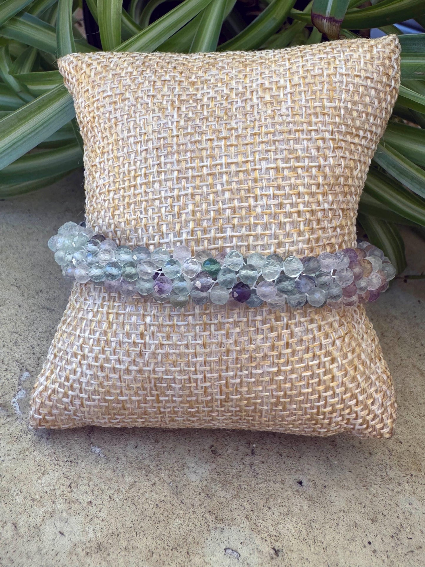 Kumihimo Fluorite Crystal Bracelet - Fluorite Crystal Bracelet with silver hanging charm.