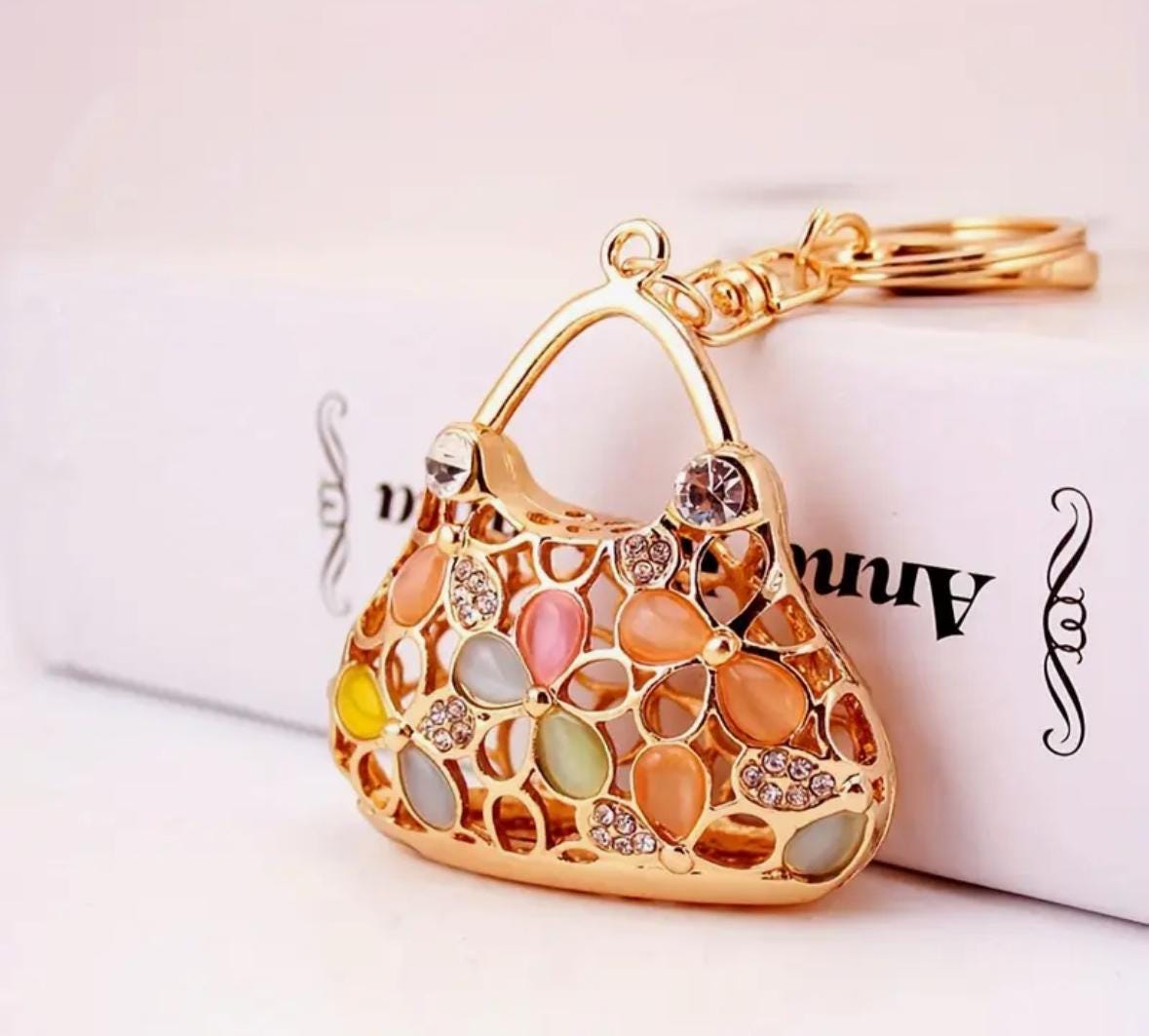 Flower Enamel Keychain Purse | Purse Charm | Backpack Pendant Charm