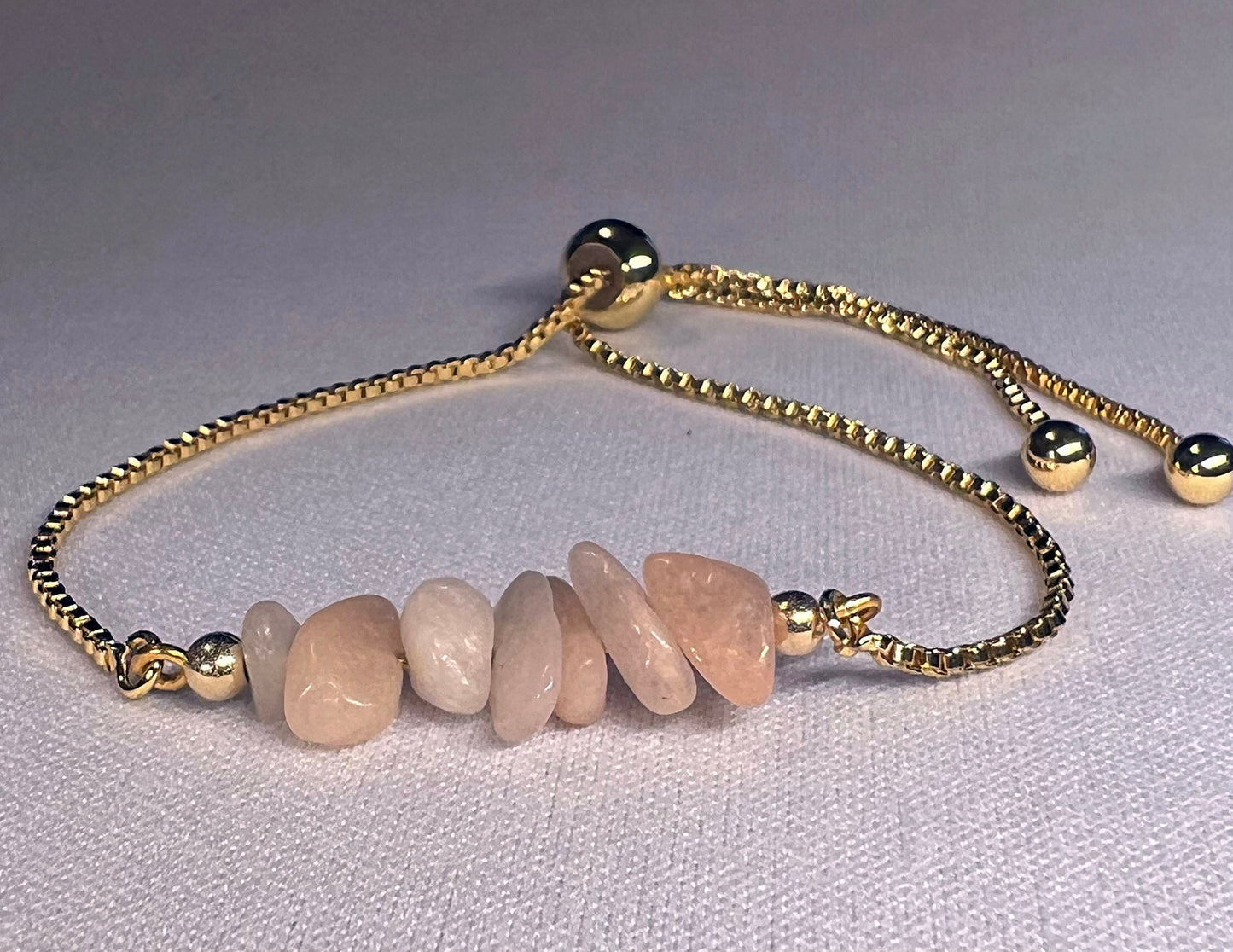 Rainbow Moonstone Gemstone Bracelet - Rainbow Moonstone Gemstone Adjustable Bracelet