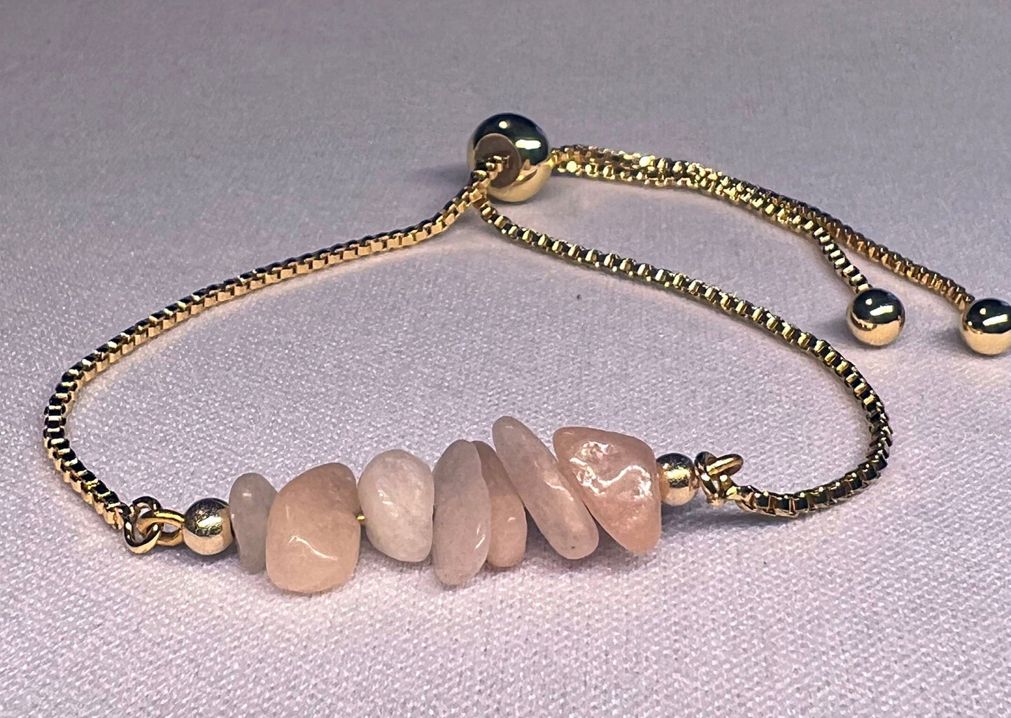 Rainbow Moonstone Gemstone Bracelet - Rainbow Moonstone Gemstone Adjustable Bracelet