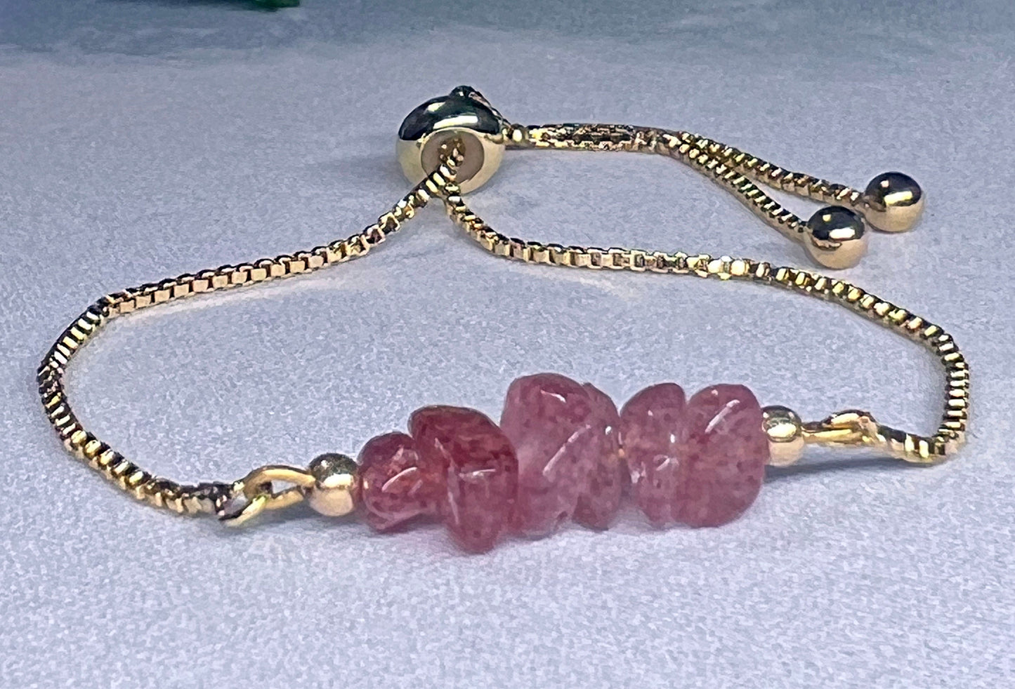 Strawberry Quartz Bracelet - Strawberry Quartz  Bracelet Adjustable Bracelet