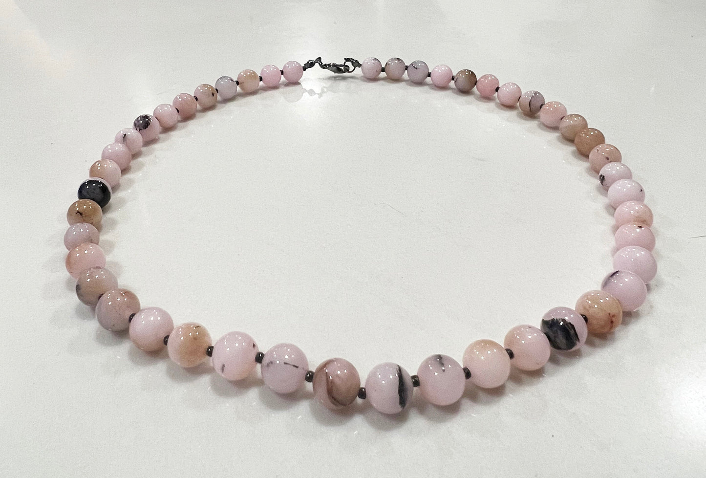 Pink Opal Gemstone Beaded Necklace - Pink Opal 19 1/2" Gemstone Beaded Necklace