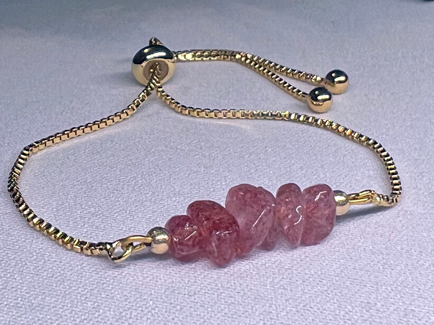 Strawberry Quartz Bracelet - Strawberry Quartz  Bracelet Adjustable Bracelet