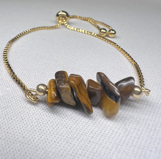 Tiger's Eye Gemstone Bracelet - Tiger's Eye Gemstone Adjustable Bracelet