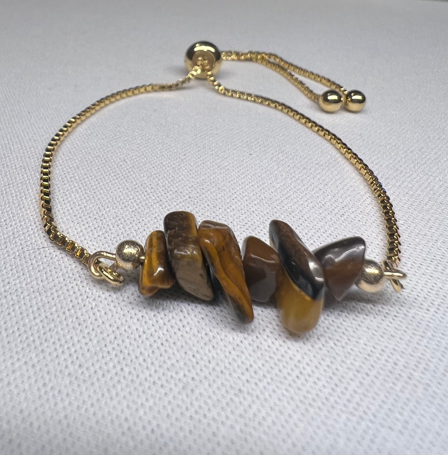 Tiger's Eye Gemstone Bracelet - Tiger's Eye Gemstone Adjustable Bracelet