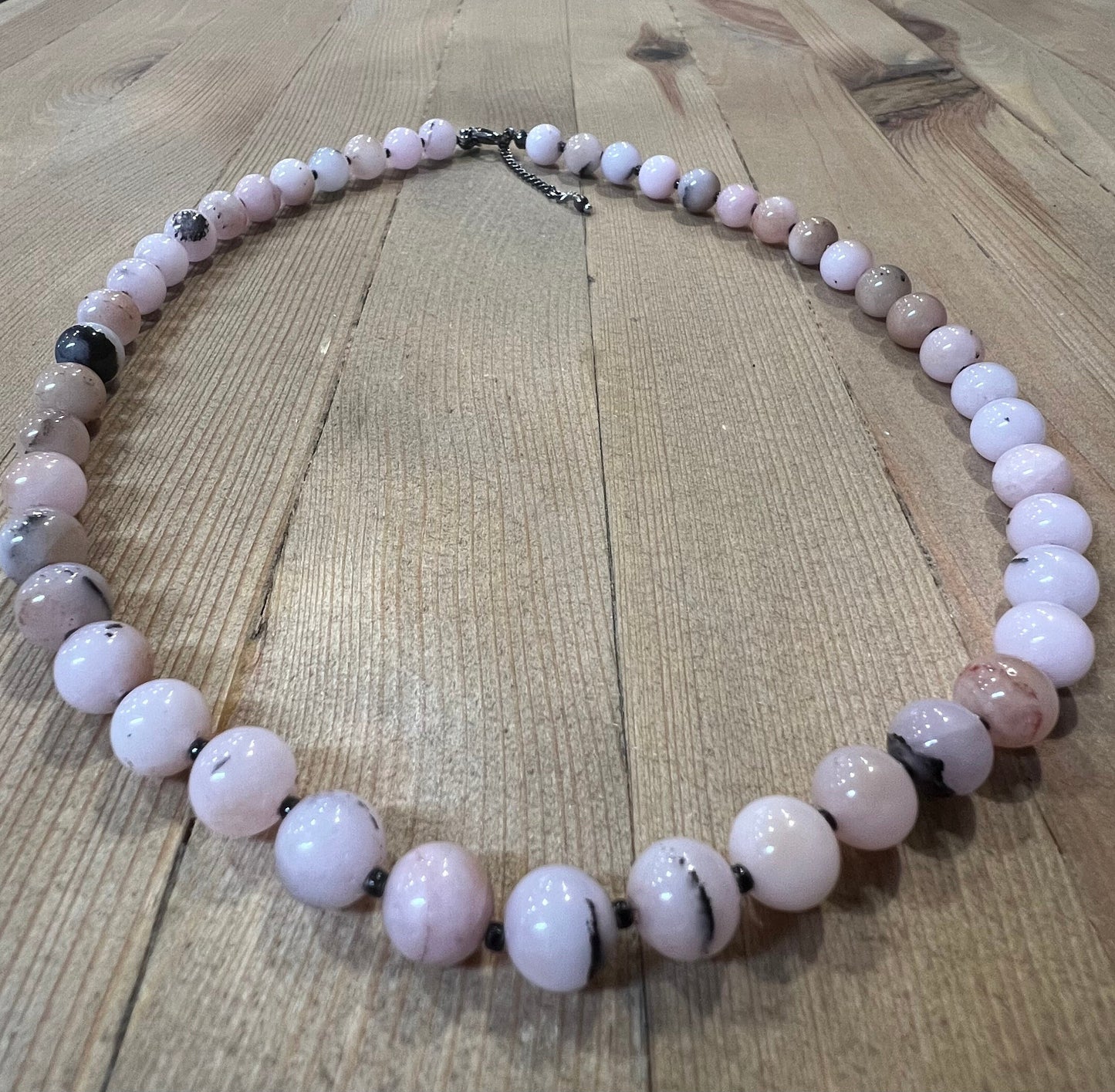 Pink Opal Gemstone Beaded Necklace - Pink Opal 19 1/2" Gemstone Beaded Necklace