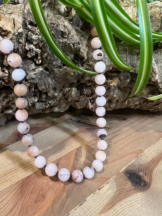 Pink Opal Gemstone Beaded Necklace - Pink Opal 19 1/2&quot; Gemstone Beaded Necklace
