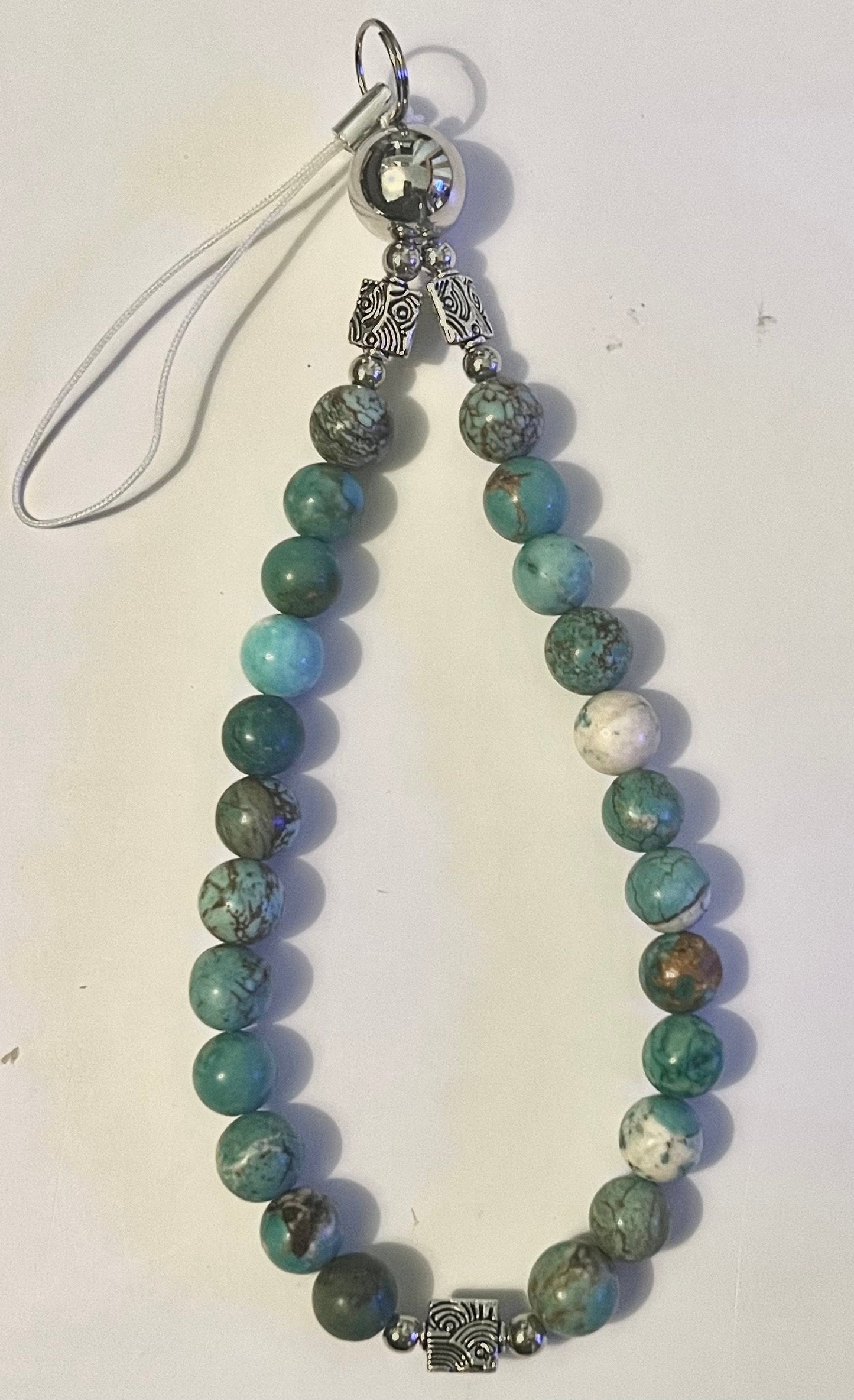 Turquoise Style Glass Bead Phone Charm.