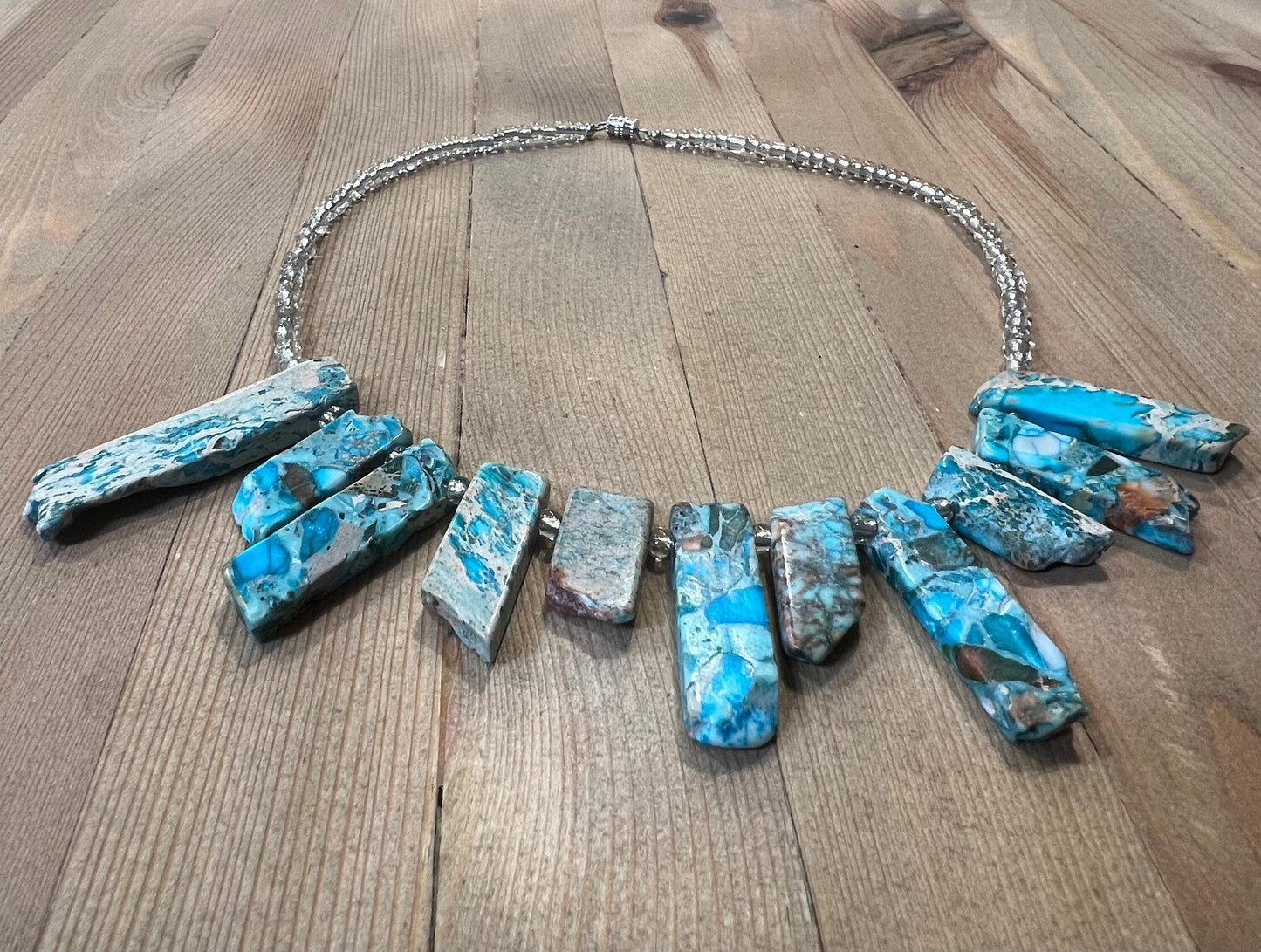 Impression Jasper with Glass e-beads Chocker Necklace.
