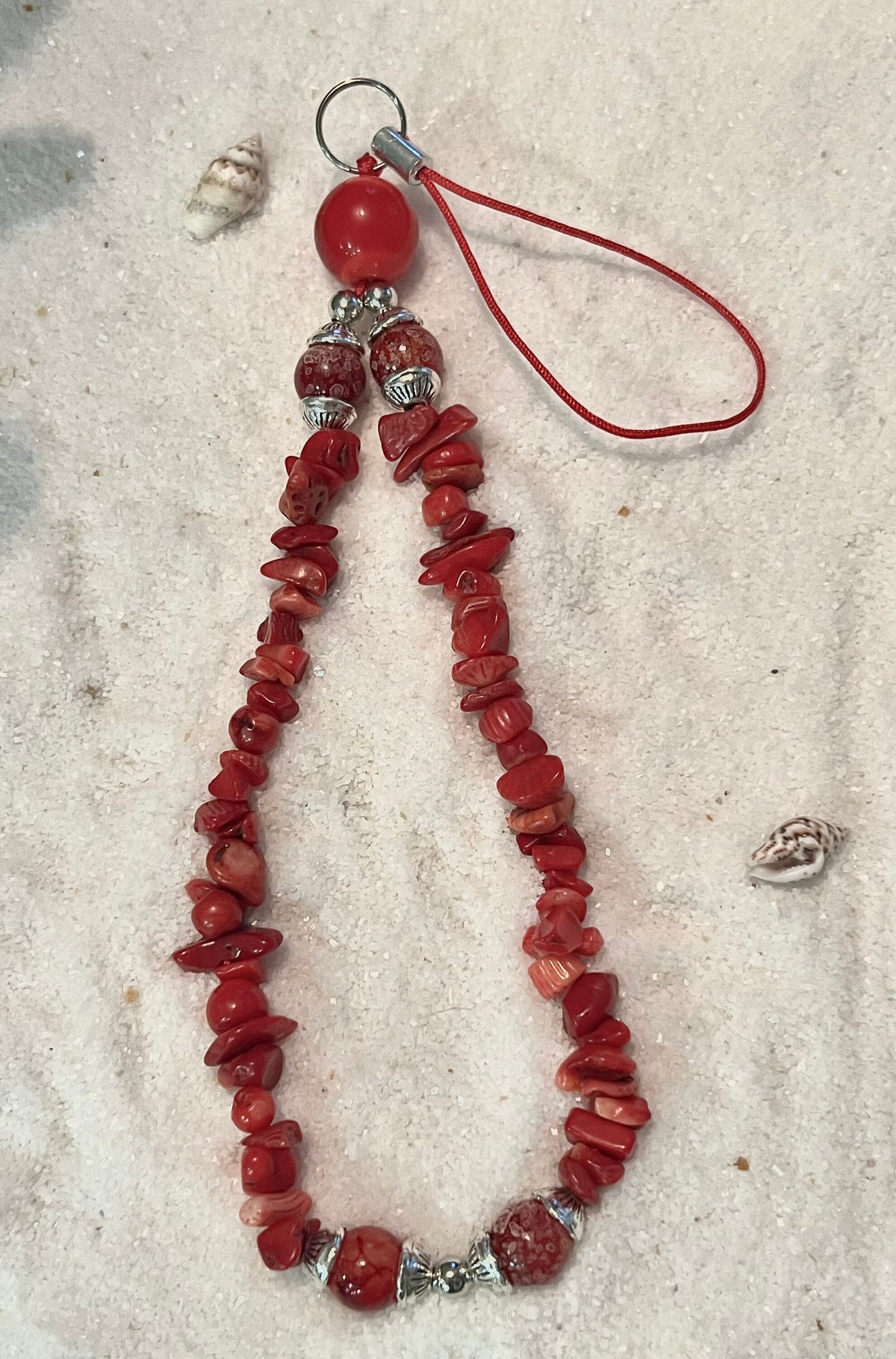 Red Coral Chips Phone Charm.