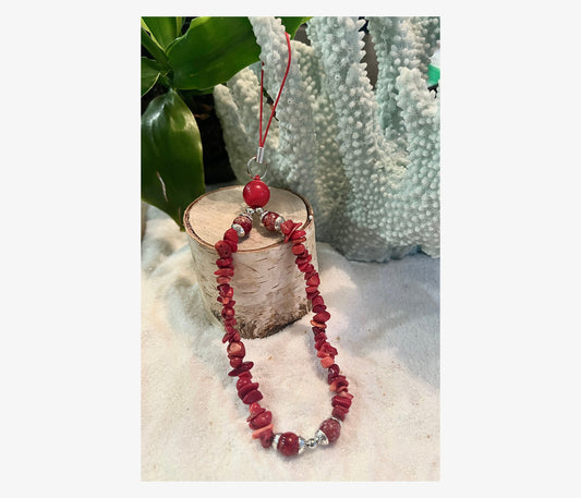 Red Coral Chips Phone Charm.