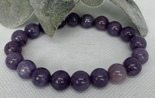 Angelite 10mm stretch beaded bracelet. Gift for him, gift for her. Calming, Communication, Healing. Personalized Size.