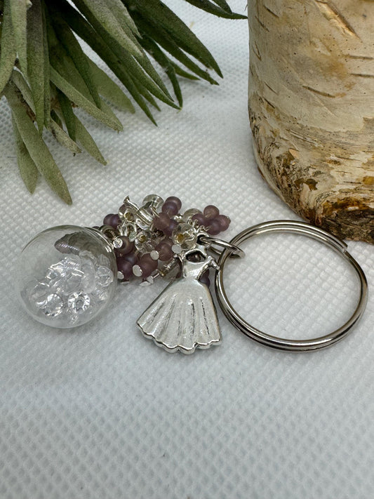 Snow globe Keychain Purse Charm - Stylish Key Chain Accessory with Silver Charm - Women Accessories - Purse Charm - Small Charm