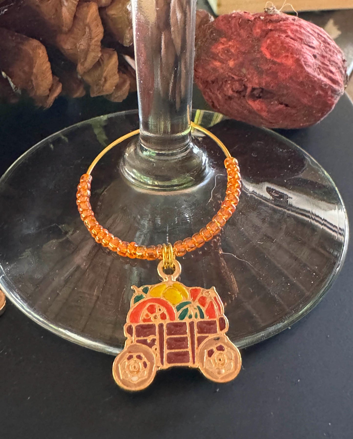 Wine Glass Charm Set | Thanksgiving Wine Charm | Gold Hoops | Wine Charms | Wine Gifts | Gift Set | Charm Set | Wine Glass Charm